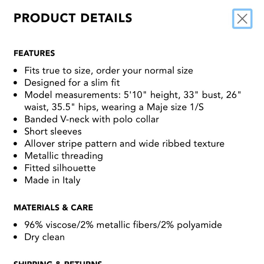 Maje Macumba striped knit Polo shirt size 3 - Picture 7 of 7